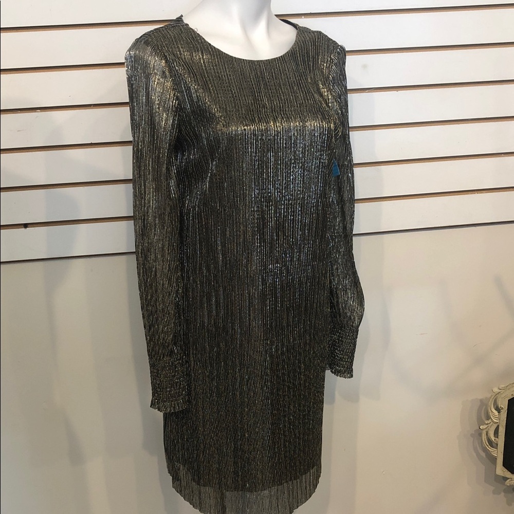 Banana Republic Shimmering Gold & Black Long Sleeve Dress